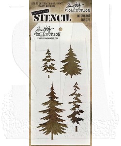 Tim Holtz Stampers Anonymous "WATERCOLOR TREES" Christmas Rubber Cling Stamp Set 