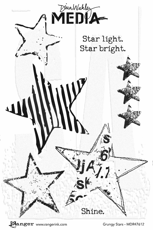 Dina Wakley Media Cling Mount Stamps: Grungy Stars MDR47612