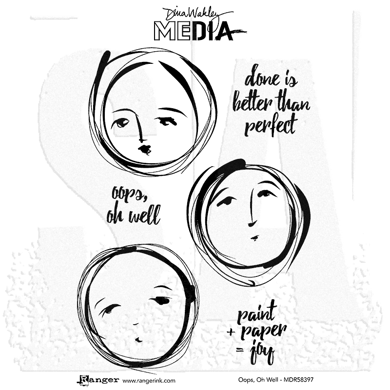 Dina Wakley Media Cling Stamps 6 Inch X 9 Inch-Face In The Crowd