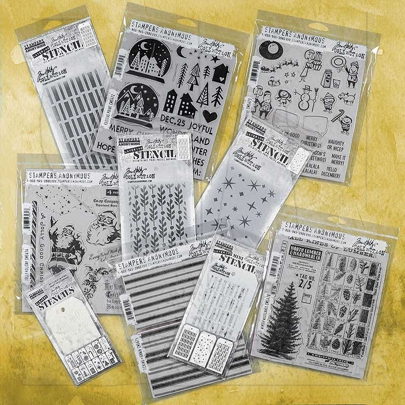 Stampers Anonymous Tim Holtz Stamp Set Christmas 2023 - Festive Print CMS472