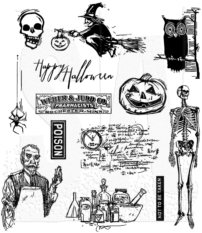 Tim Holtz 11 x 4.5 Halloween Trick Or Treat Stencils & Stamps