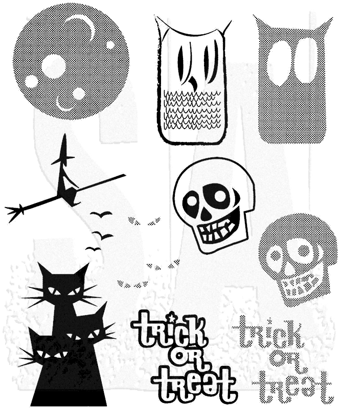Stampers Anonymous - Tim Holtz - Cling Stamps - Halloween Sketchbook