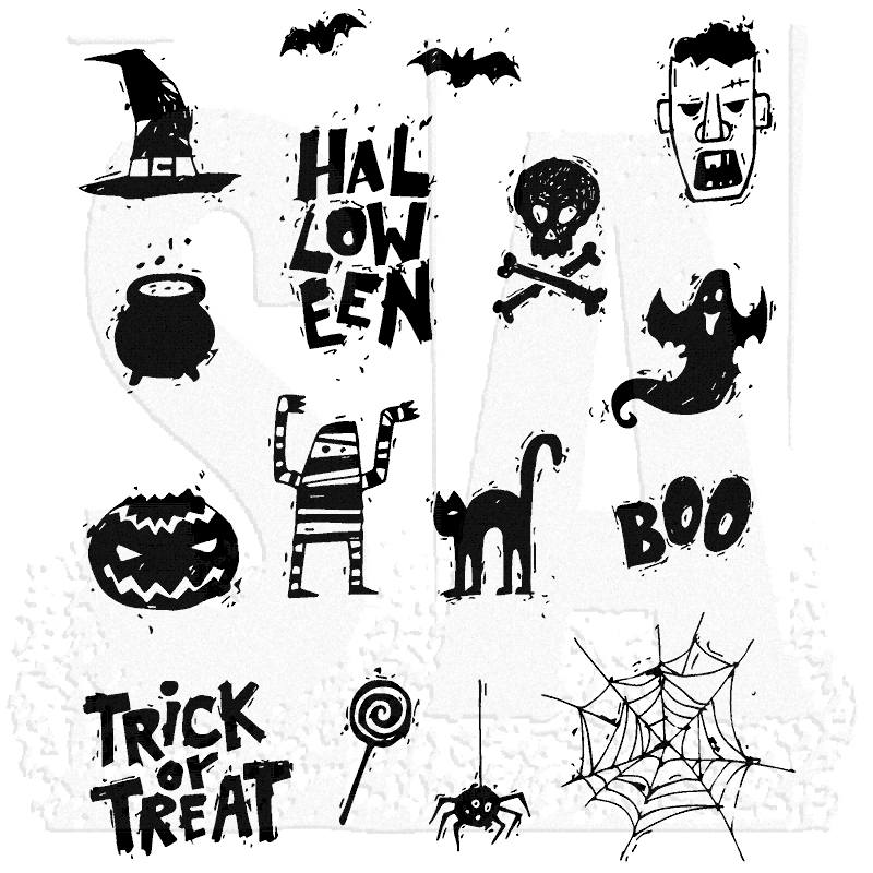 Tim Holtz Cling Mount Stamps - Spooky Scribbles CMS349