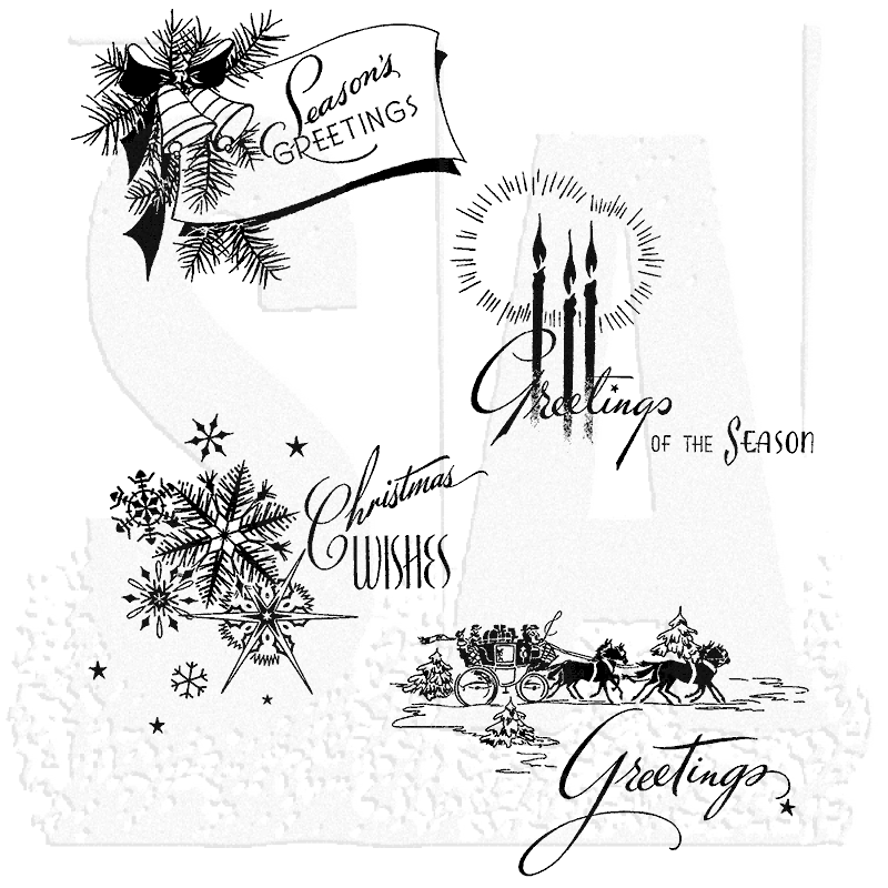 Holiday Greetings CMS353 Tim Holtz Cling Stamps 