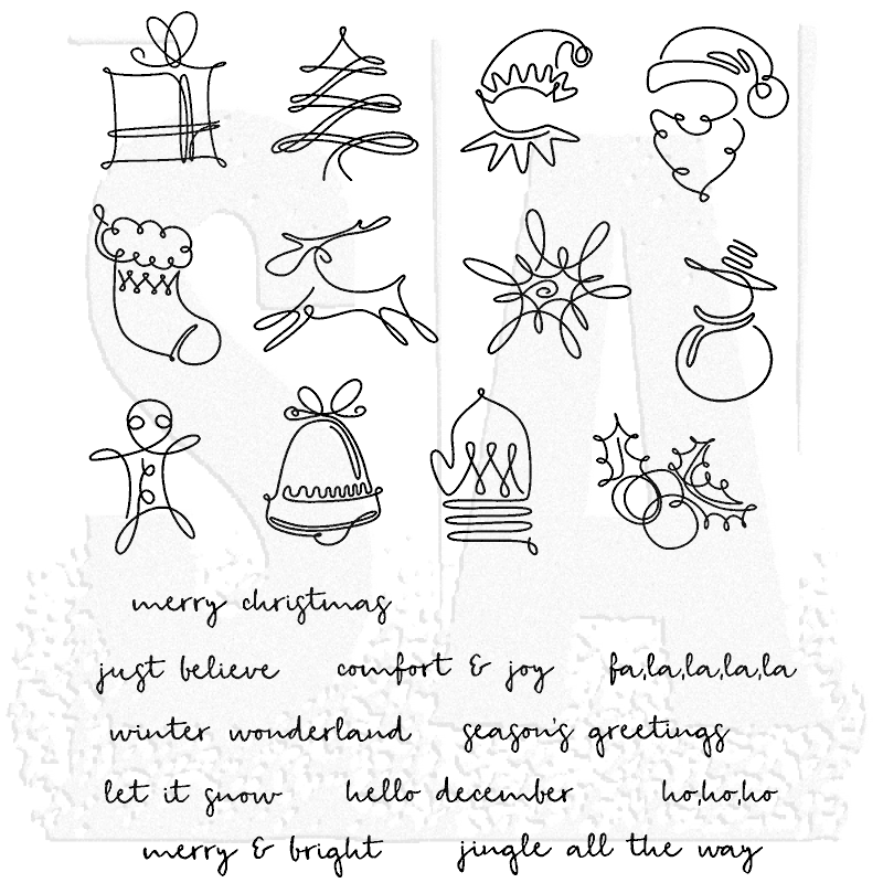 Tim Holtz Cling Mount Stamps: December Doodles CMS355