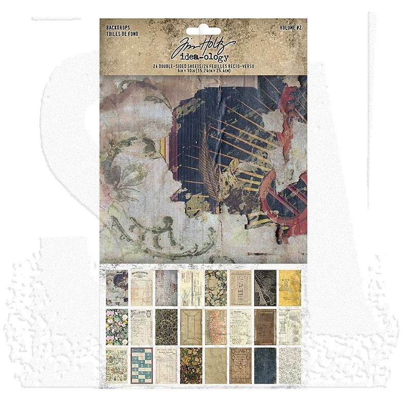 Tim Holtz Idea-Ology Backdrops 2021/2022 Sets - Backdrops Volumes #1, 2,  3-72 Sheets of 6x10 Decorative Papers