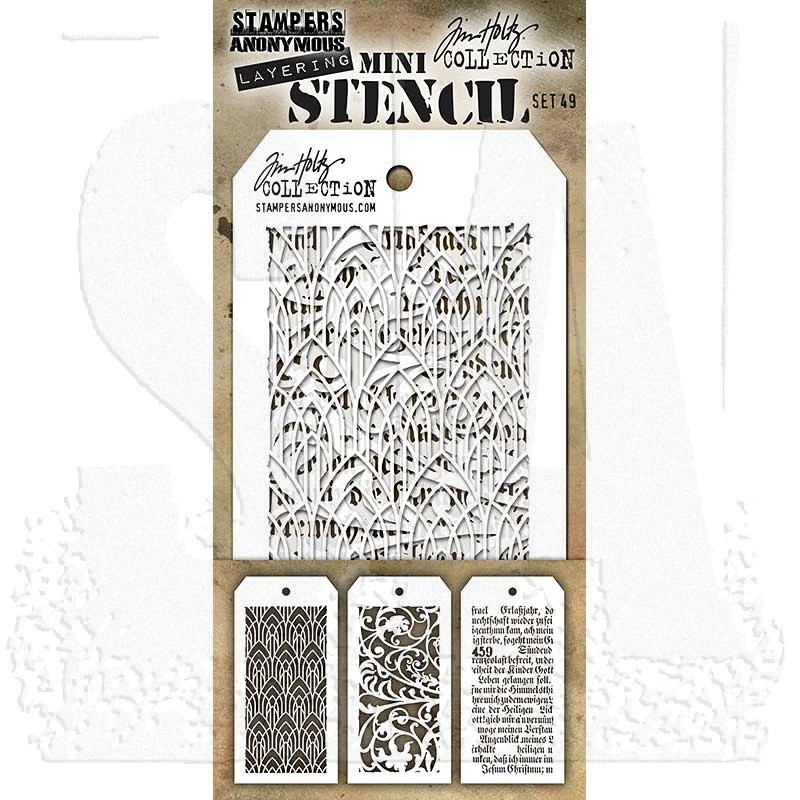 Ironwork Deco Arch and Script Tim Holtz Stampers Anonymous Mini Layering Stencil Set 49 