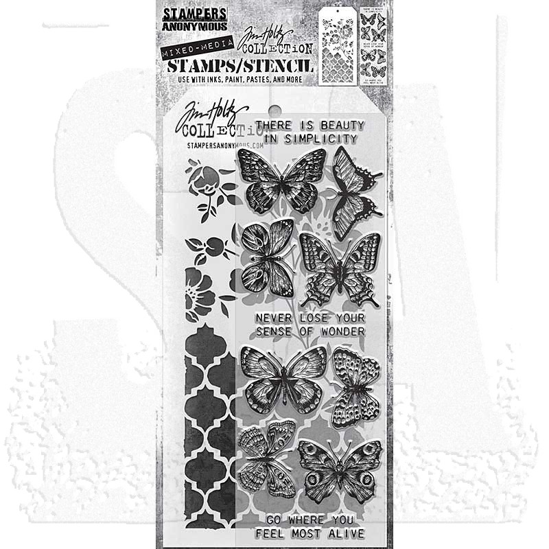 Tim Holtz Clear Stamps and Stencil HIPSTER BUNNY THMM164