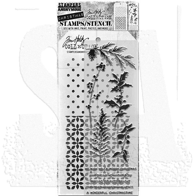Tim Holtz Mixed-Media Stamps & Stencil Set - THMM155