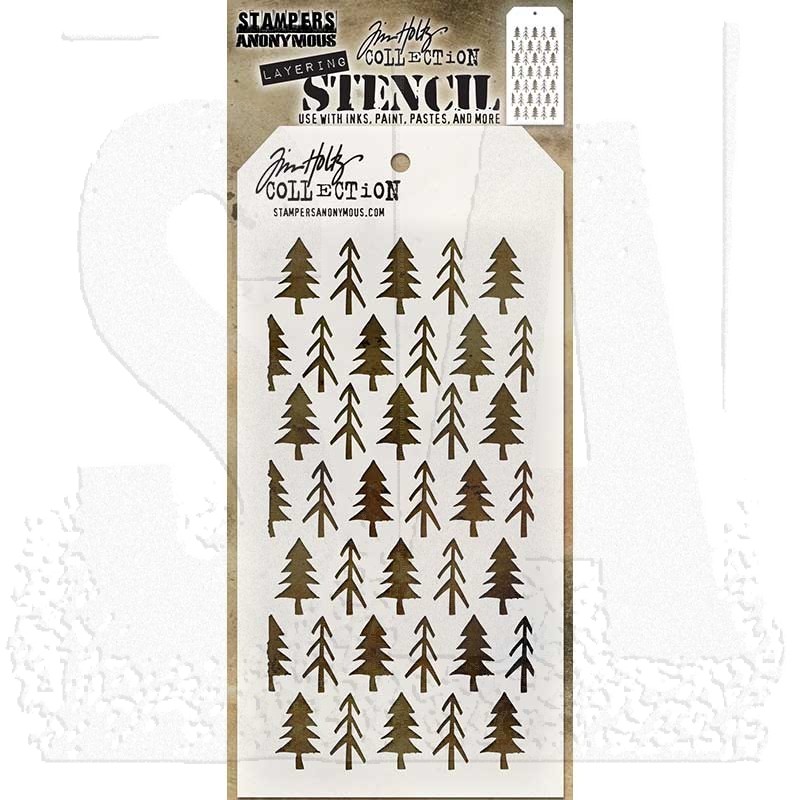 Stampers Anonymous THS096 Tim Holtz Layered Stencil 4.125X8.5-Pines 