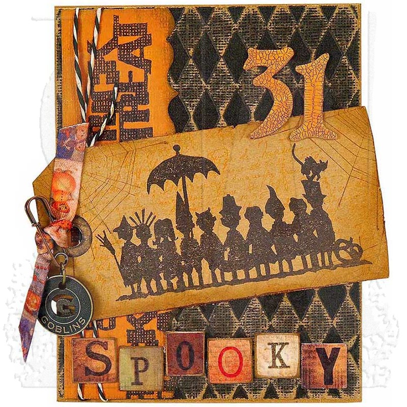 Tim Holtz 11 x 4.5 Halloween Trick Or Treat Stencils & Stamps