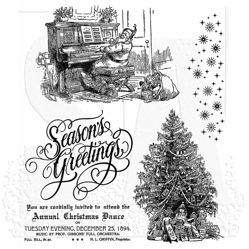 E9341 Wood Mounted Rubber Stamp NORTHWOODS The Magic Of The Season Greeting 