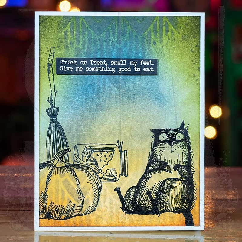 Tim Holtz 7 x 8.5 Halloween Snarky Cat Red Rubber Cling Stamps