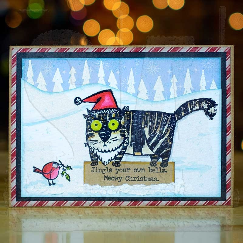 Snarky Cat Christmas Tim Holtz Stamper's Anonymous Stamp & Stencil set