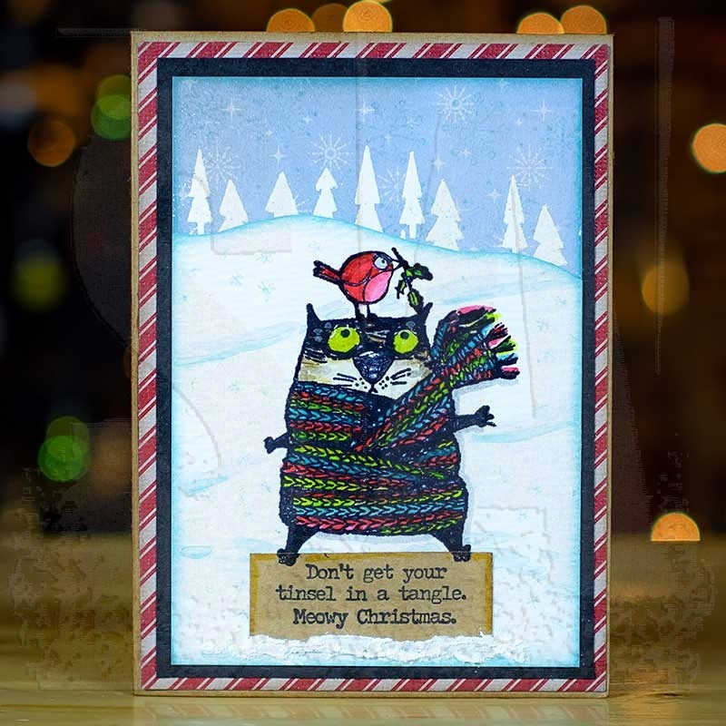 Tim Holtz Stamper's Anonymous Stamp & Stencil set Snarky Cat Christmas