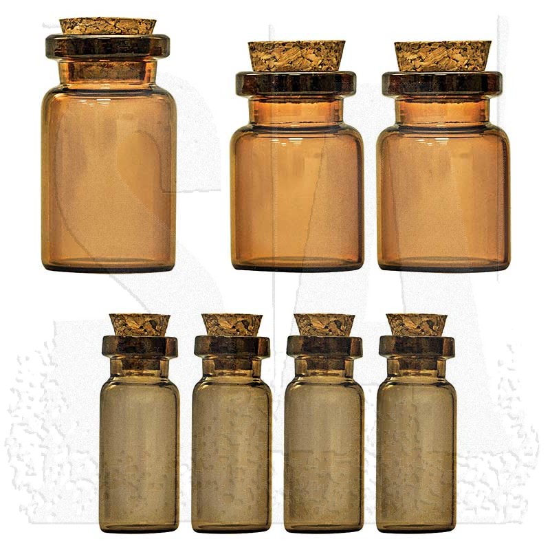 Tim Holtz Idea-ology TH93302 Glass Apothecary Vials with Corks 7/Vial Pack Includes 20 Vintage Labels and 7 Tinted