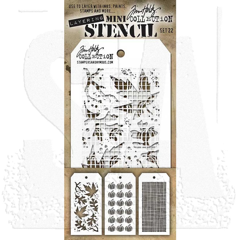 Stampers Anonymous MST032 Tim Holtz Mini Layered Stencil 3/Pkg-Set #32 