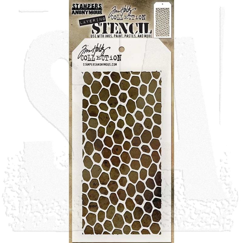 3 Tim Holtz Mixed Media Layered Stencils Set | Hexagon Honeycomb, Bee Hive,  Bubbles Designs | 4.125 Inch x 8.5 Inch Templates for Arts, Card Making