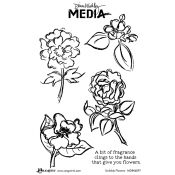 Dina Wakley Media Cling Mount Stamps: Scribbly Flowers MDR46097