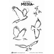Dina Wakley Media Cling Mount Stamps: Scribbly Birds in Flight MDR47636