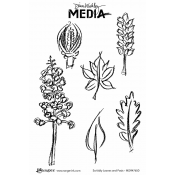 Dina Wakley Media Cling Mount Stamps: Scribbly Leaves and Pods MDR47650