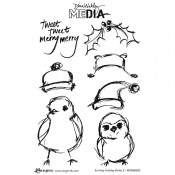 Dina Wakley Media Cling Mount Stamps: Scribbly Holiday Birdie 2 MDR68600