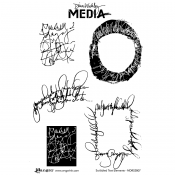 Dina Wakley Media Cling Mount Stamps: Scribbled Text Element MDR52807