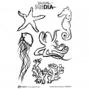Dina Wakley Media Cling Mount Stamps: Scribbly Reef Creatures MDR69591