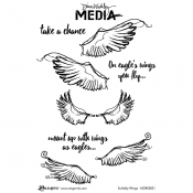 Dina Wakley Media Cling Mount Stamps: Scribbly Wings MDR52821