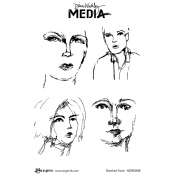 Dina Wakley Media Cling Mount Stamps: Sketched Faces MDR52838