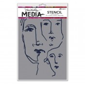 Dina Wakley Media Stencil: Scribbled Faces - MDS54450