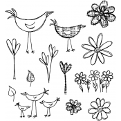 Dylusions Cling Mount Stamps - How Does Your Garden Grow DYR34445
