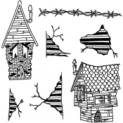 Dylusions Cling Mount Stamps - This Old House DYR38306