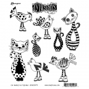 Dylusions Cling Mount Stamps - Cat Among the Pigeons DYR55471