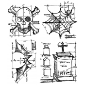 Tim Holtz Cling Mount Stamps - Halloween Blueprint CMS134
