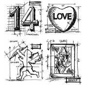 Tim Holtz Cling Mount Stamps - Valentine Blueprint CMS143