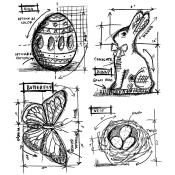 Tim Holtz Cling Mount Stamps - Easter Blueprint CMS144