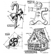 Tim Holtz Cling Mount Stamps - Christmas Blueprint 3 CMS169