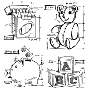 Tim Holtz Cling Mount Stamps - Childhood Blueprint CMS229