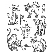 Tim Holtz Cling Mount Stamps - Crazy Cats CMS251