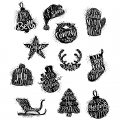 Tim Holtz Cling Mount Stamps - Mini Carved Christmas CMS316