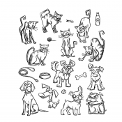 Tim Holtz Cling Mount Stamps - Mini Cats & Dogs CMS272
